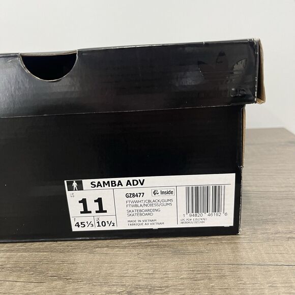 New Adidas Samba ADV Size 11 Us Men’s Sneakers White/Black Gum Style GZ8477 - Picture 9 of 9